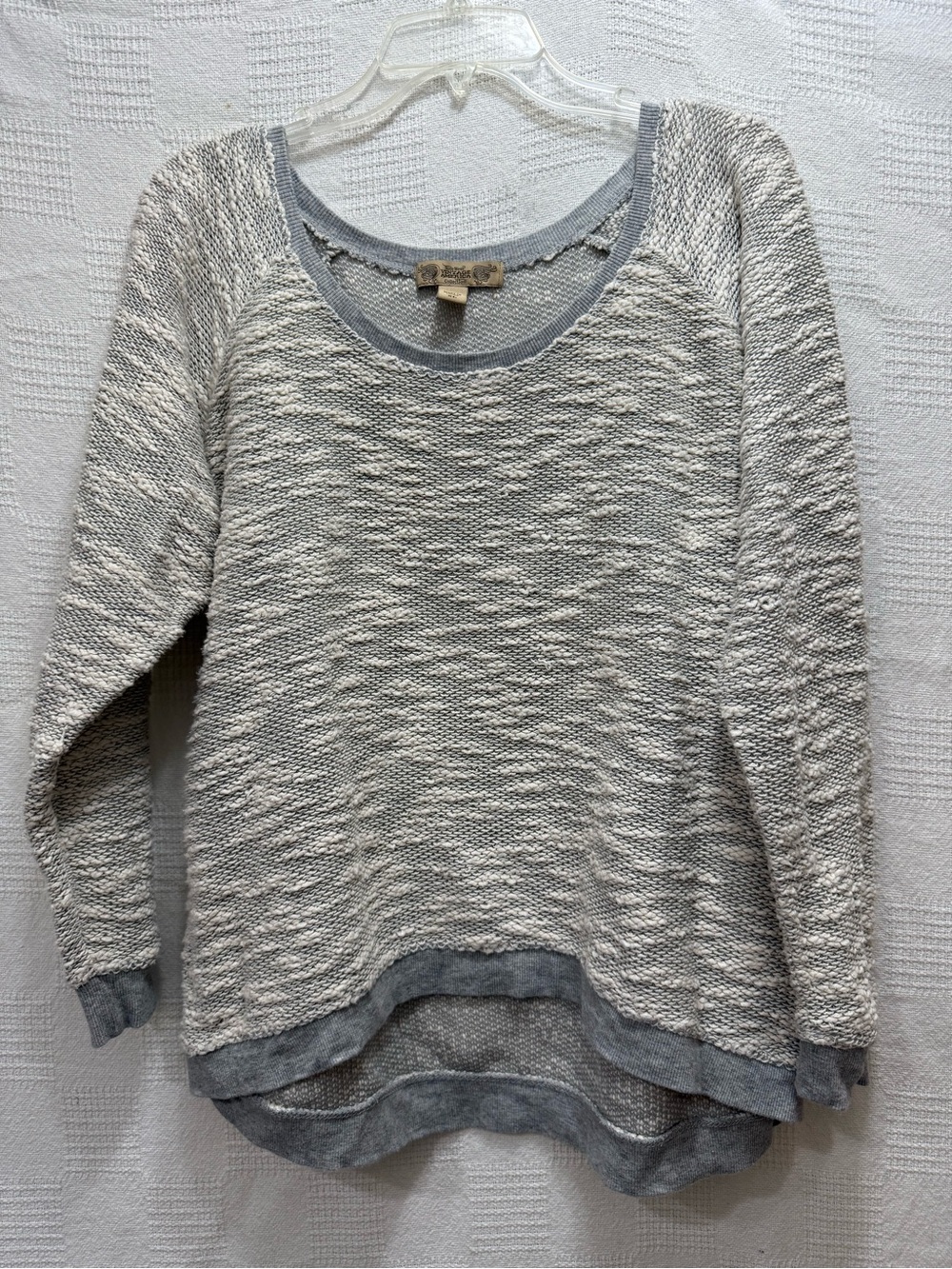 Nine West Light Gray Textured Crewneck Sweater